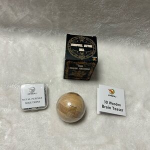 KINGOU 3D Wooden Brain Teaser ball puzzle & Metal Puzzles